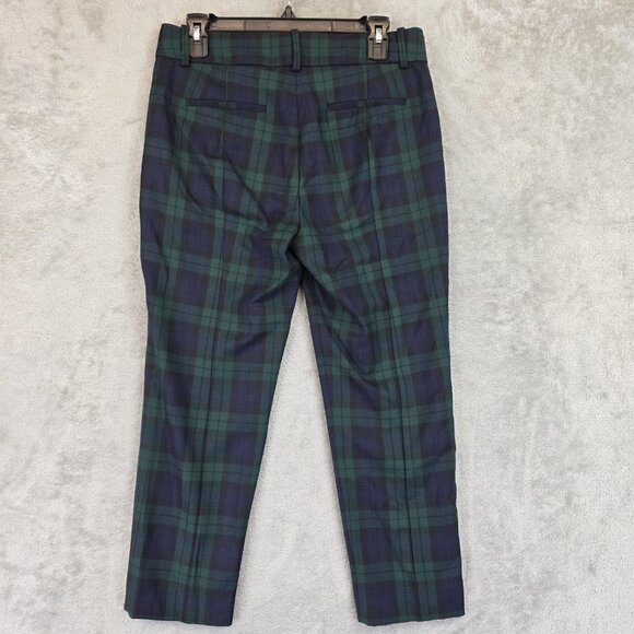 J Crew Cameron Pants Womens 8P Green Navy Plaid Wool Blend Ankle Dress Trousers - Picture 8 of 13